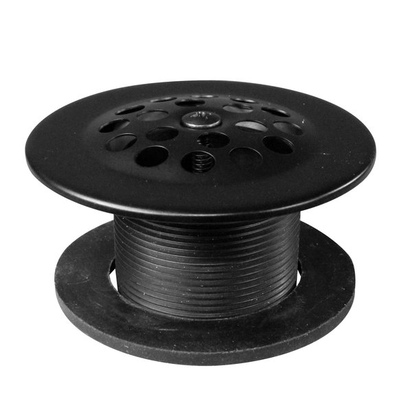 Westbrass 1-3/8” Bath Drain W/ Grid and Screw in Powdercoated Black D3311-F-62